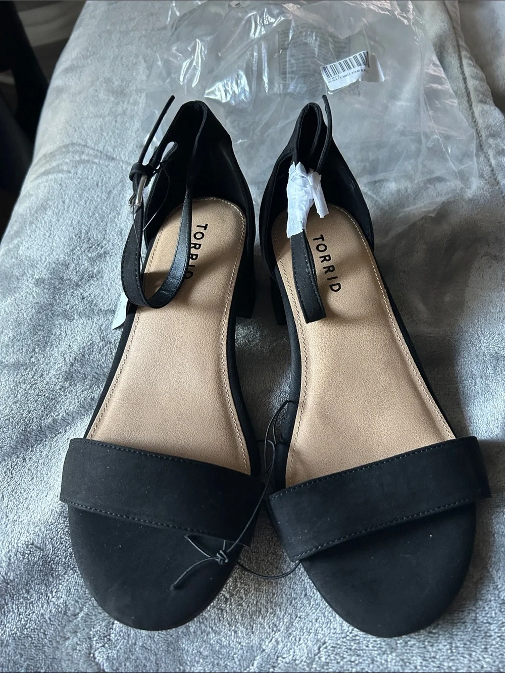 torrid Black Ankle Strap Block Heels with Single-Band Front